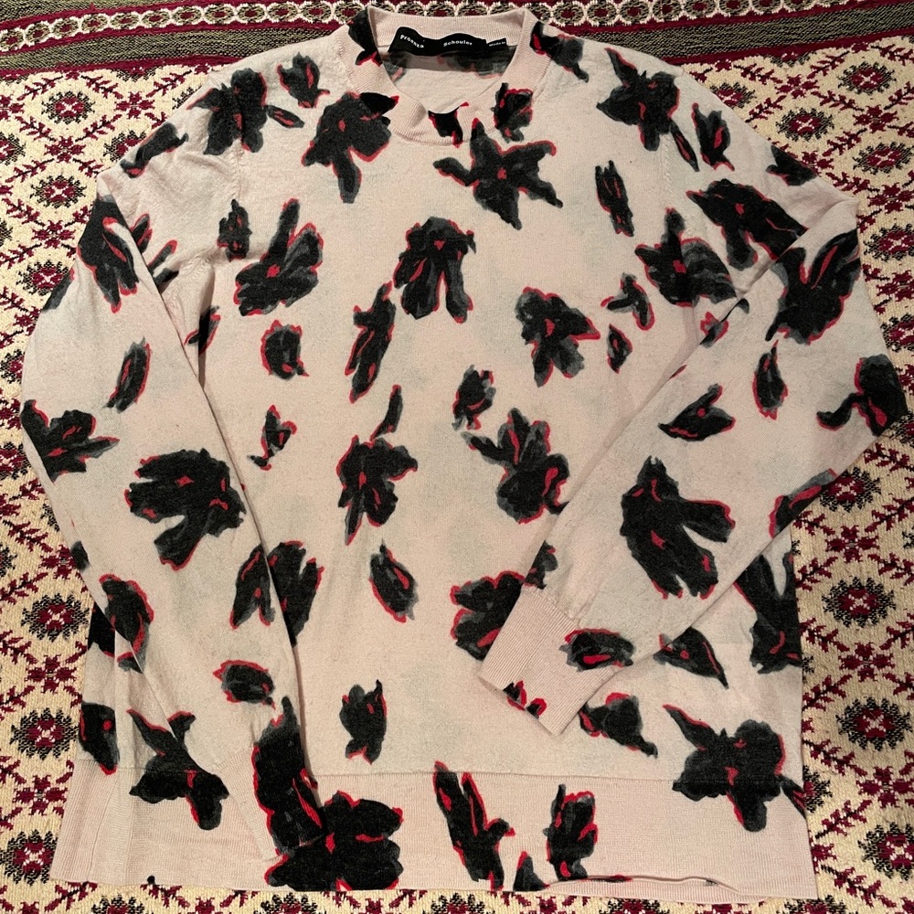 Proenza Schouler Black and Red Floral Sweater